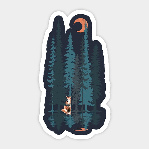 Fox from the Forest (small and back) Sticker by Bongonation